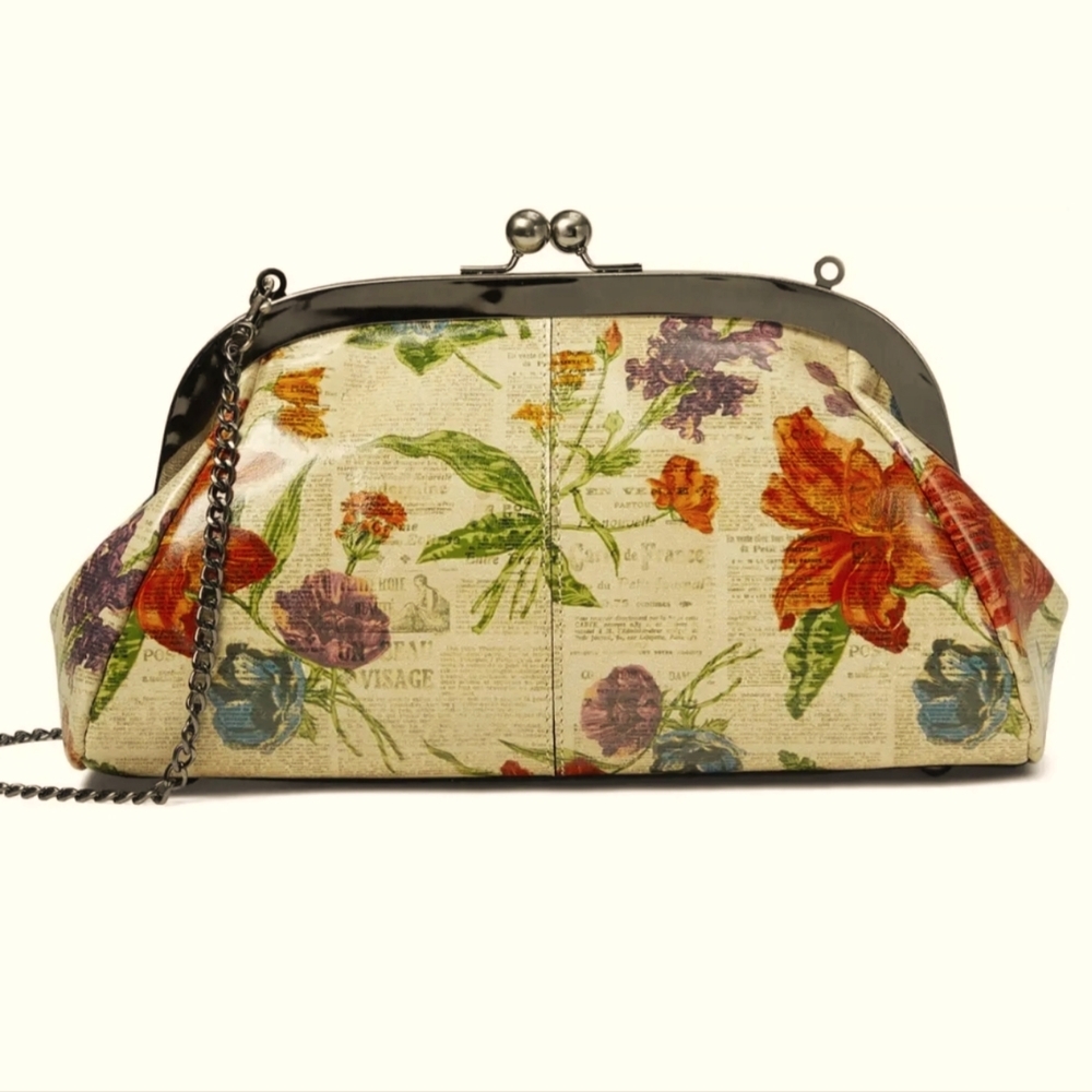 Patricia Nash Gisele Frame Bag Parisian Newspaper Collection - Picture 4 of 7